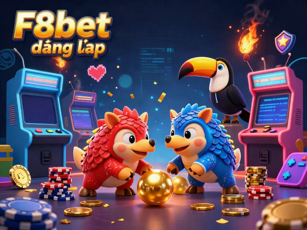 Engage in thrilling betting experiences with F8bet đăng nhập as animated pangolins compete amidst vibrant casino games.