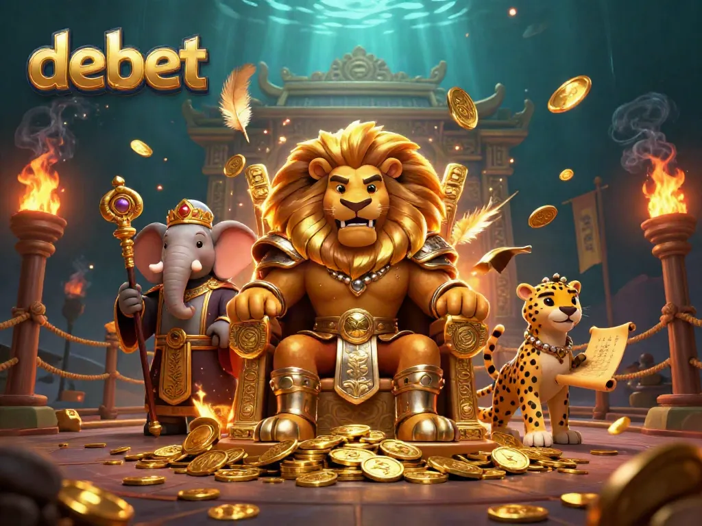 Engage in thrilling gaming with a luxurious depiction of Debet, a fierce lion, wise elephant, and swift cheetah.