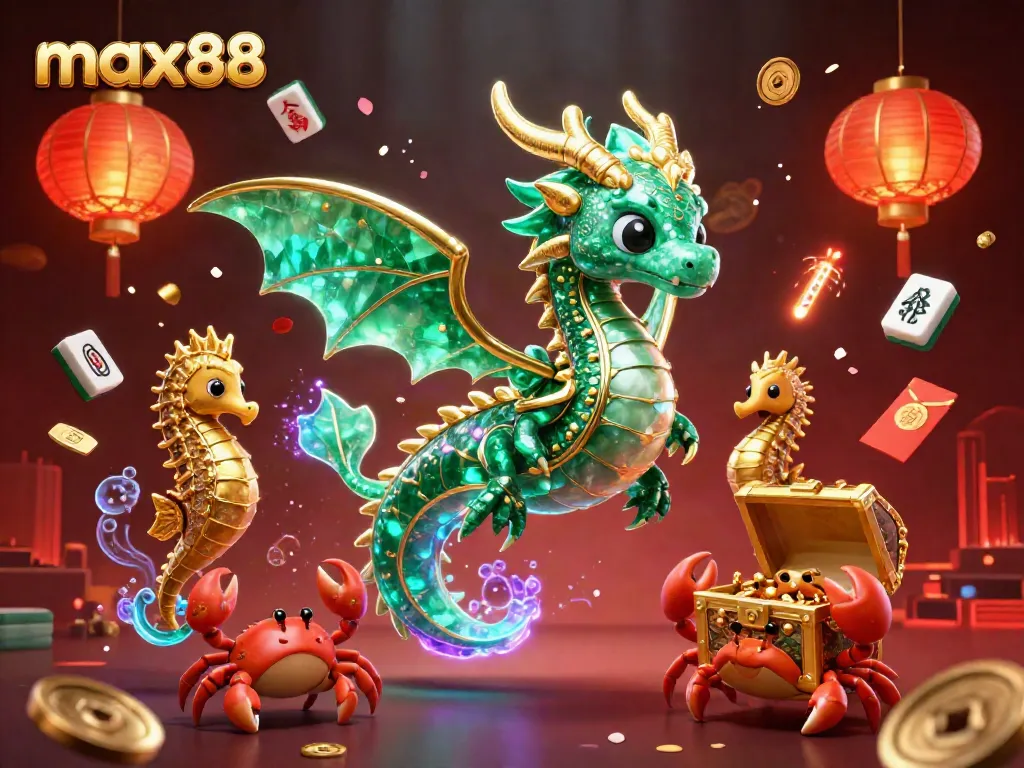 Experience thrilling moments with max88 at this vibrant online casino scene featuring animated characters and game elements.