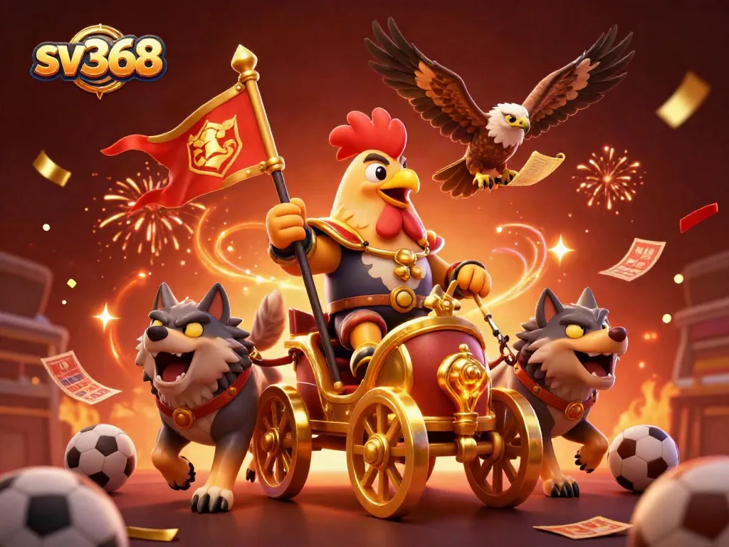 Engage with sv368's thrilling sports betting scene, featuring a dynamic rooster warlord overseeing fierce competition.
