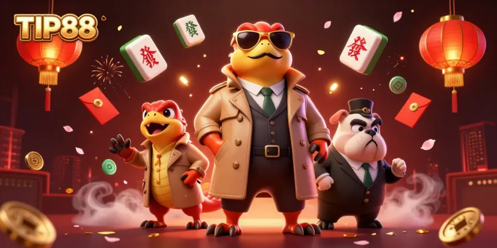 Experience gaming excitement with TIP88 as cartoon raptors try entering a VIP casino