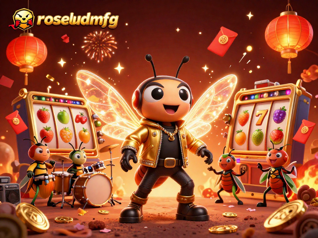Engage with an exciting rosebudmfg slot scene featuring a rock star cicada, enriching casino elements